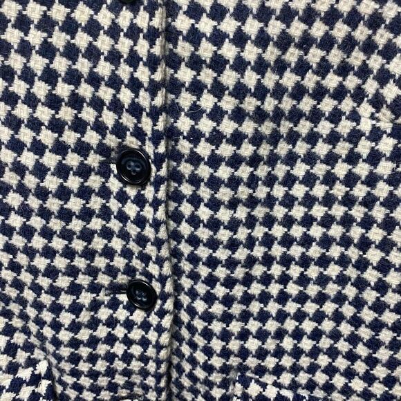 Vintage Wool Blazer Navy Blue and White Houndstooth - Picture 3 of 4